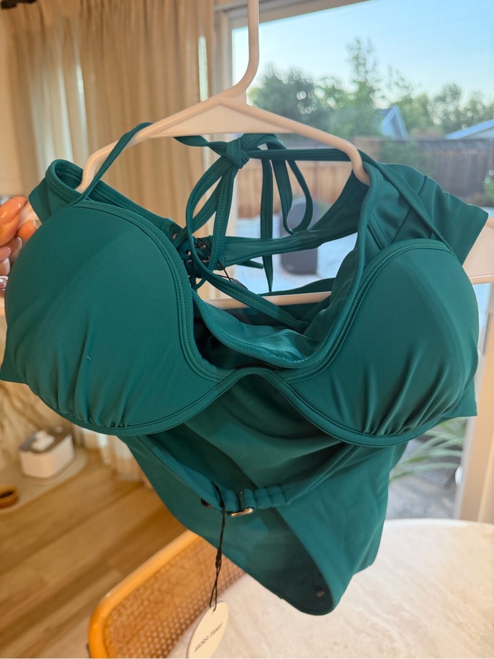 Andrea Iyamah Teal Underwire Bikini Top